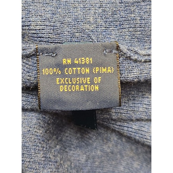 Polo Ralph Lauren Sweater Men's L V-Neck Pima Cotton Blue Knit Pullover Red Pony - Picture 6 of 7